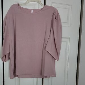 Soft Pink Relaxed 3/4 Sleeve Blouse